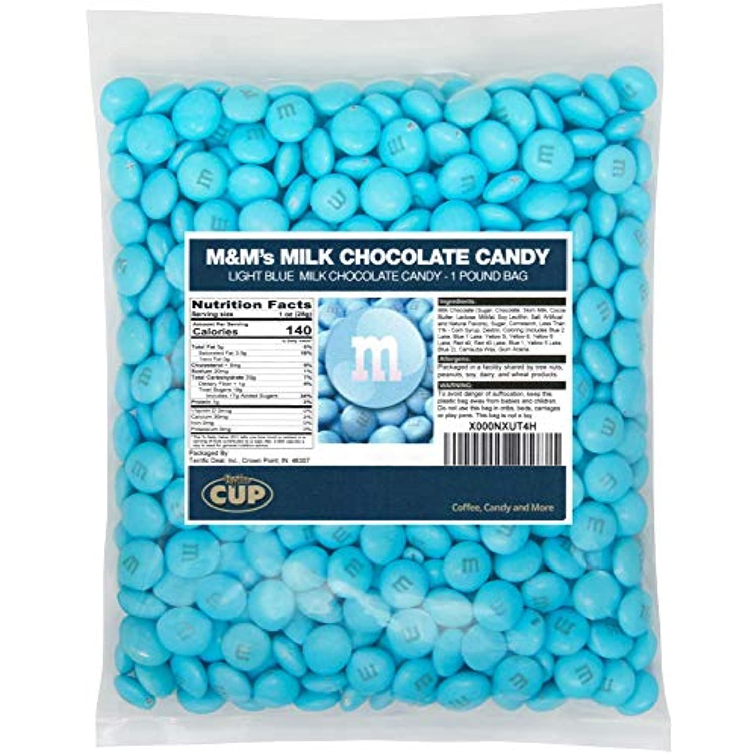 M&Ms Light Blue Milk Chocolate Candy 1Lb Bag