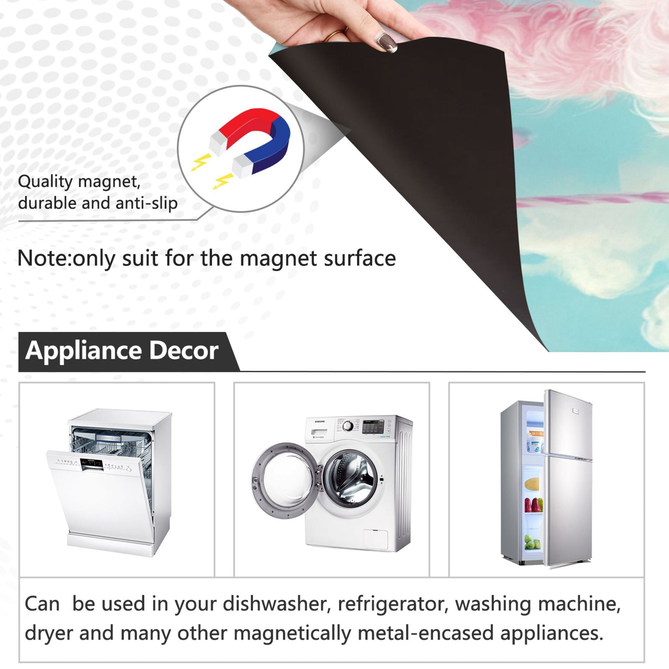 Dishwasher Magnetic Sticker 23x26 Inch Refrigerator Magnetic Sticker Washing Machine Magnetic Sticker Kitchen Panel Magnetic Sticker Home Decor Little Pink Cartoon Bunny