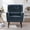 Dark Blue, variant on Furvclv Upholstered Fabric Accent Chair, Mid-Century Modern Armchair With High Back And Cushion, Solid Wood Legs Supports, For Bedroom Living Reading Room Office