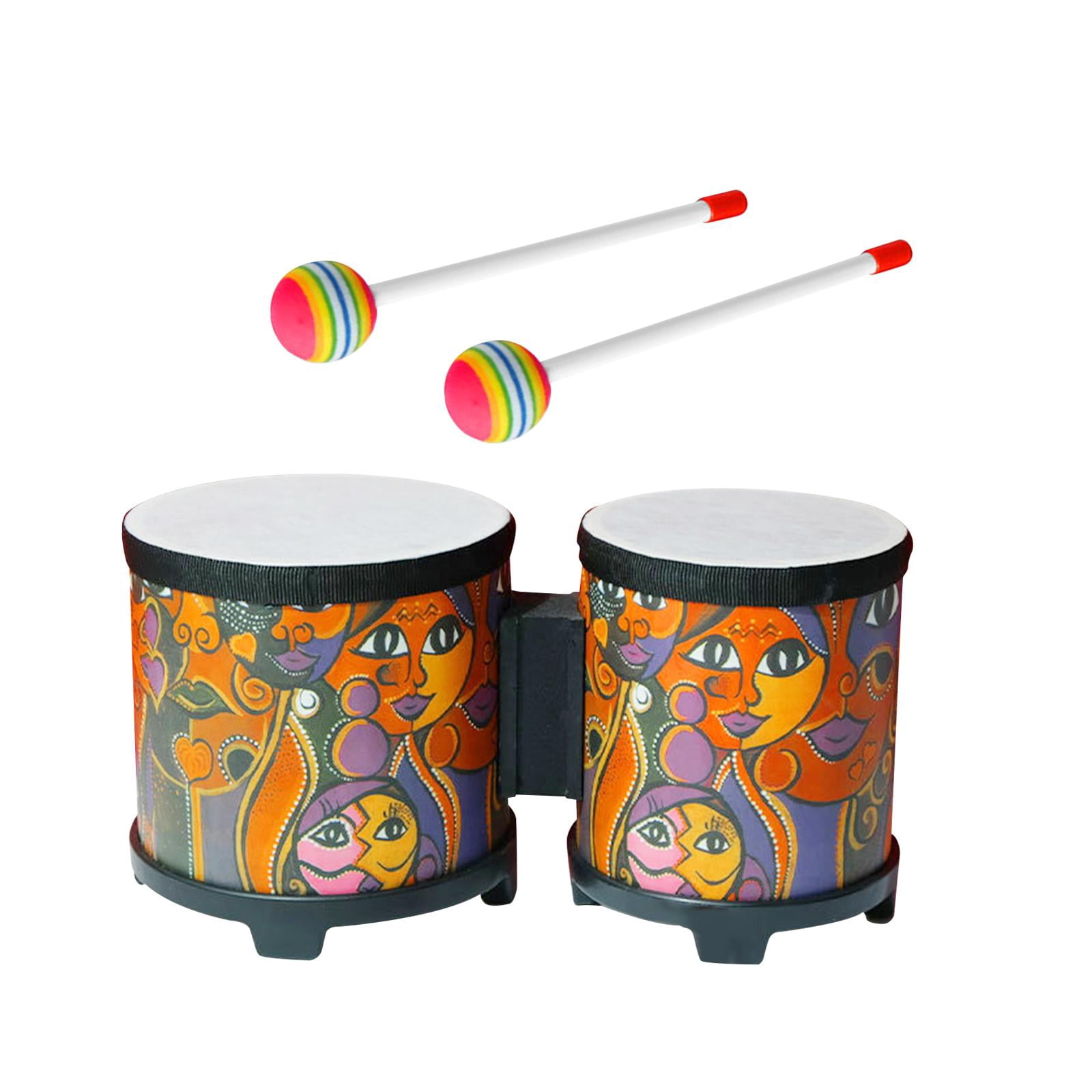 JWQFBC 5'' and 6'' Bongo Drum Set African Hand Drum Educational Toy Music Enlightenment Face