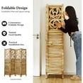 thumbnail image 3 of Room Divider Wood Carved Wall Divider Indoor Folding Portable Partition Screen for Home Office Garden Terrace - 4 Panel, 67 * 60inch (Wood), 3 of 11