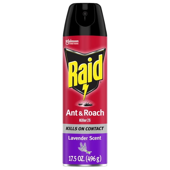 Insecticide Raid para matar hormigas y cucarachas en aerosol, aroma a lavanda, 500 ml