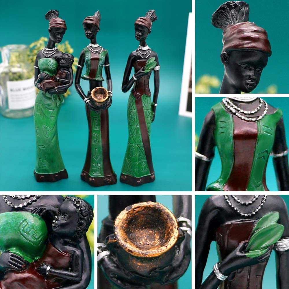 Exotic African Tribal Woman Resin Figurine Creative Home Decor Statue Gift 