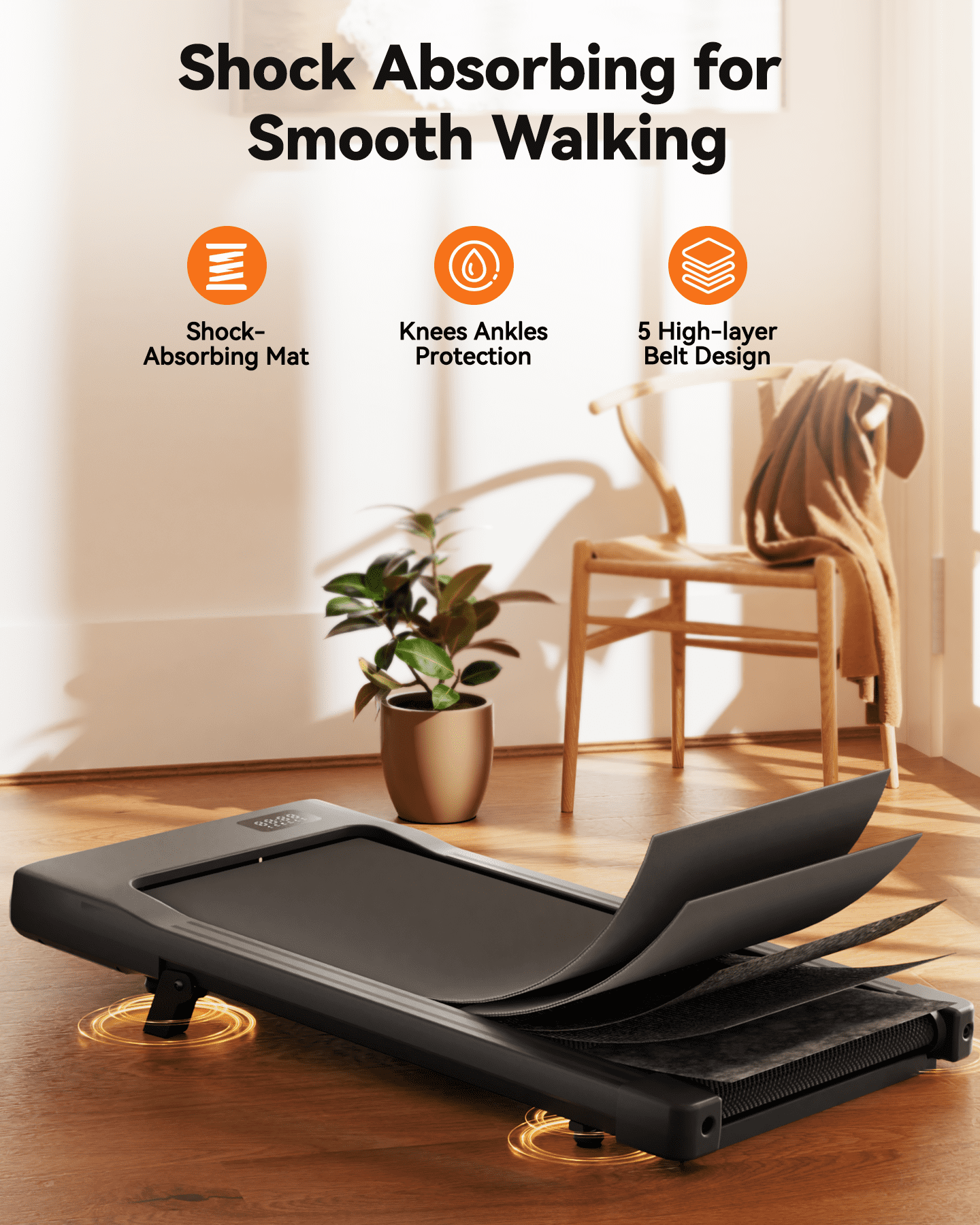 SSPHPPLIE Walking Pad 300lb, 6% Incline Under Desk Treadmill with Remote Control 2 in 1 Portable Walking Pad Treadmill for Home/Office(Black)
