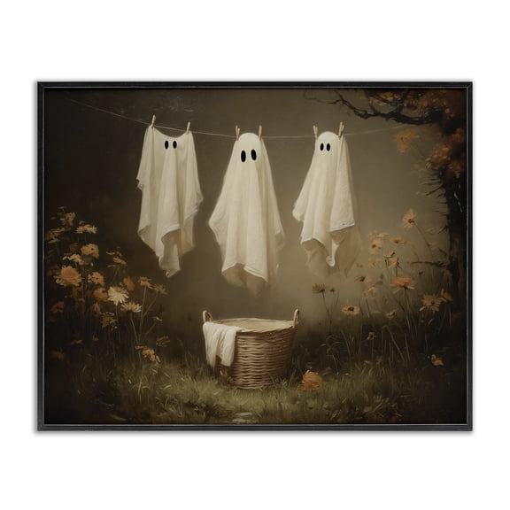 Three Laundry Ghosts Hanging Black Framed Giclee Art, design by Arlington Prints
