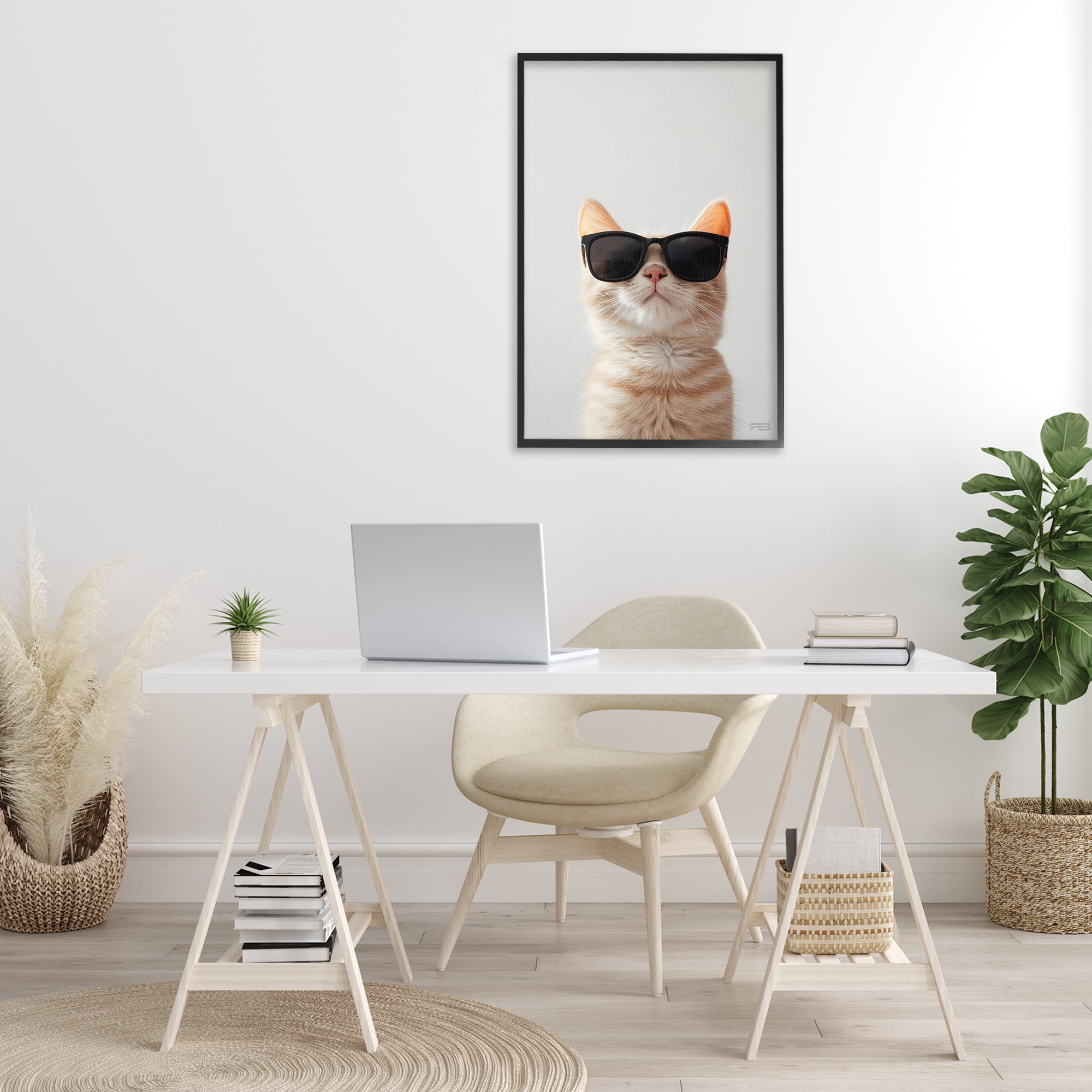 Stupell Industries Cool Sunglasses Cat Animals & Insects Painting Black Framed Art Print Wall Art, 20 x 30