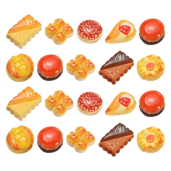 Uxcell Dollhouse Miniature Food, Cute Mixed Biscuit Bread Figures Toys Mini Resin Foods for Pretend Play Kitchen Cooking Game & Doll House Decor (Mixing Colors, 20pcs)