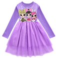 thumbnail image 2 of Lol Boneka Kejutan Gaun Gadis Mode Baru Musim Semi dan Musim Gugur Rok Anak-anak Lengan Panjang Gaun Rok Jala Dua Lapis, 2 of 5