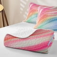 thumbnail image 4 of jejeloiu Lines Geometric Pattern Quilt Full For Girls,Colorful Gradient Striped Full Bedspread Sets For Kids,3pcs, 4 of 7