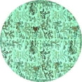 thumbnail image 1 of Ahgly Company Machine Washable Indoor Round Animal Turquoise Blue Traditional Area Rugs, 4' Round, 1 of 4