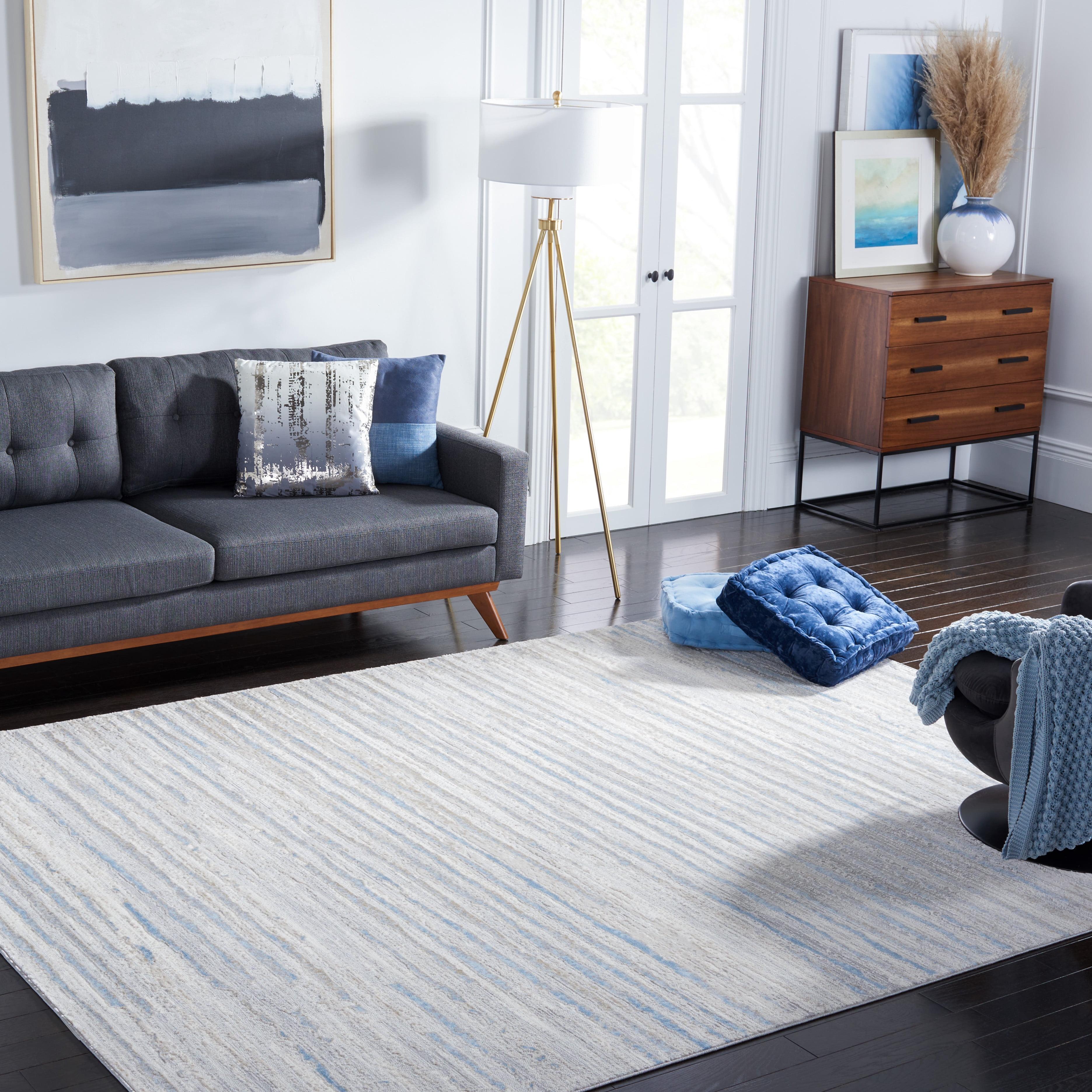SAFAVIEH Lagoon Jarred Diamond Area Rug, Grey/Blue, 8' x 10'