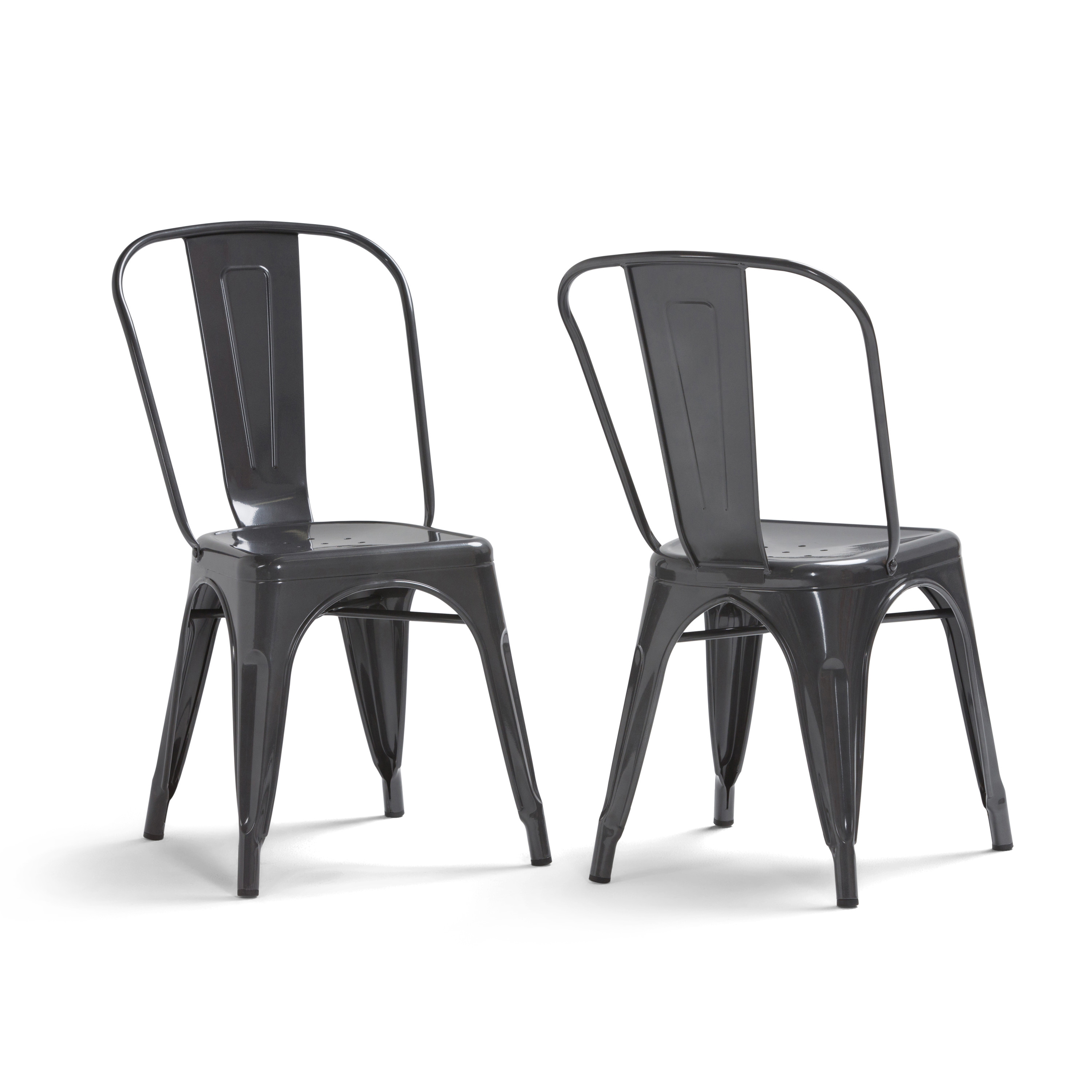 Brooklyn + Max Keiran Industrial Metal Dining Side Chair (Set of 2) in