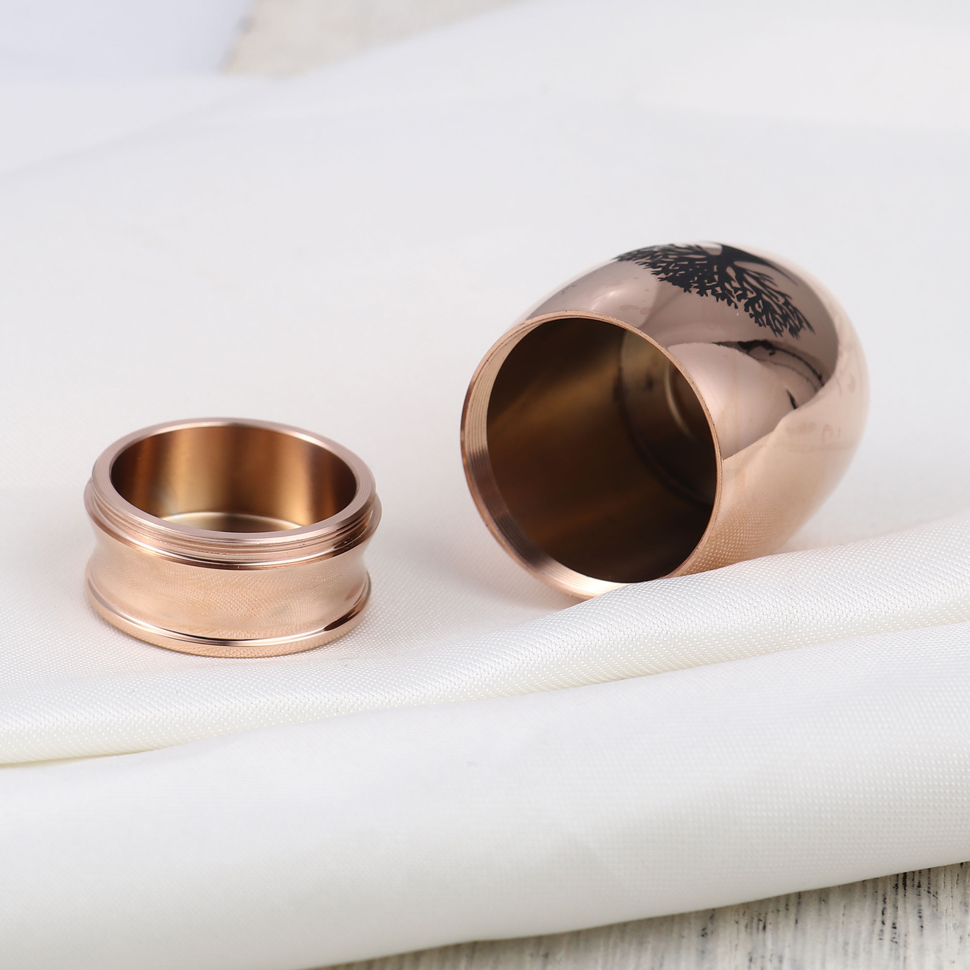 Rose Gold Tree of Life Keepsake Funeral Cremation Urn for Ashes Mini Stainless Steel Waterproof Human Ashes Container with Free Anavia Pouch