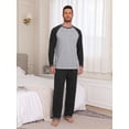 thumbnail image 3 of GIRUNS Men's Pajamas Set Long Sleeve Sleepwear Soft Loungewear Pants Pjs Sets with Pockets Black S, 3 of 7
