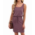 thumbnail image 2 of Women'S Waffle Knit Tank Dress Sleeveless Square Neck Casual Summer Outfit Brick Red S, 2 of 9