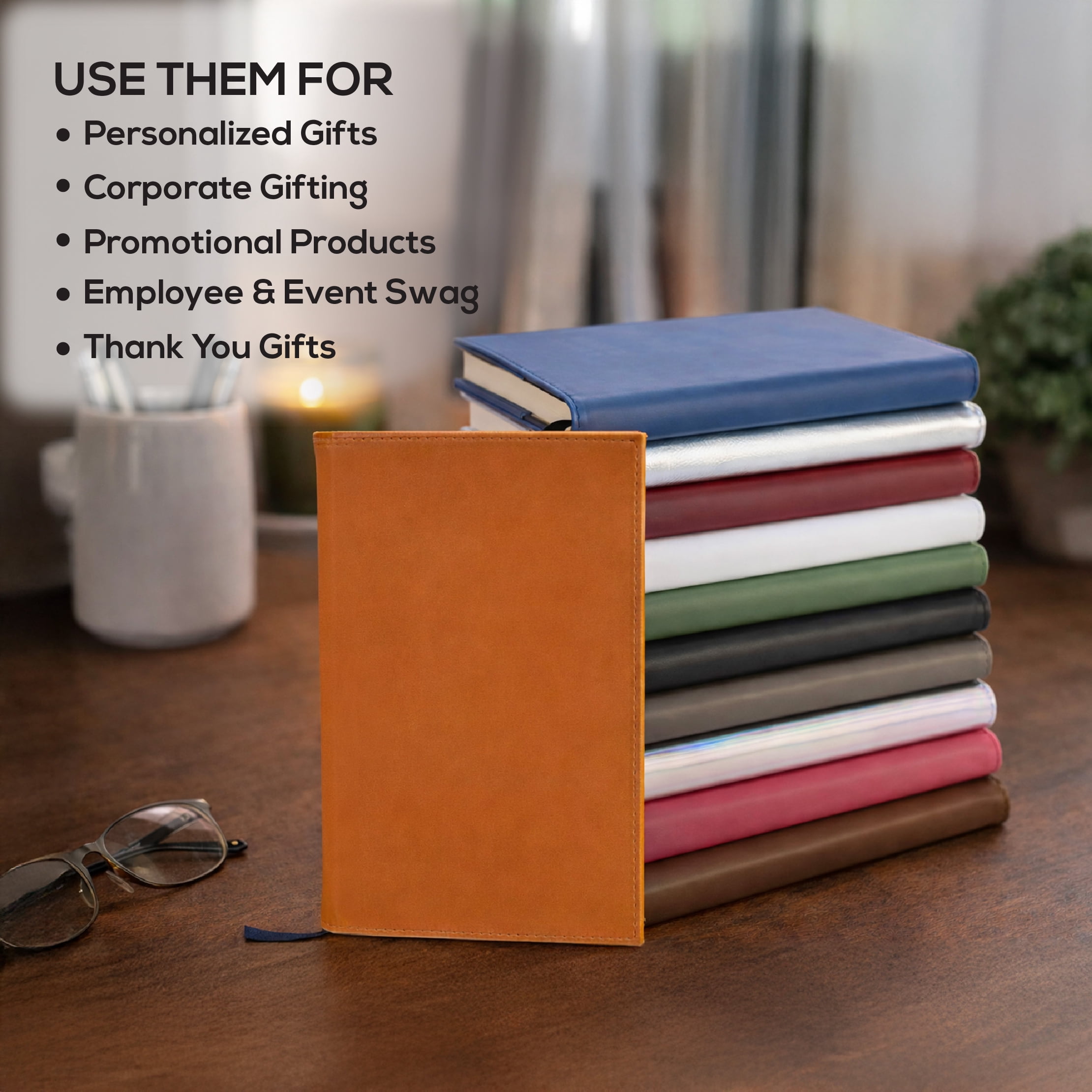 MakerFlo Laserette Refillable Journal, 8.75 x 5.5 in, Vegan Leather Cover with Lined Pages (Pack of 12), Red