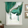 thumbnail image 2 of Teal Marble Balloon Curtains for Living Room/French Door, Modern Ombre Gold White Abstract Fluid Art Tie Up Curtains 63 Inch Length Energy Saving Kitchen Curtains Shades for Windows 42"x63", 2 of 8