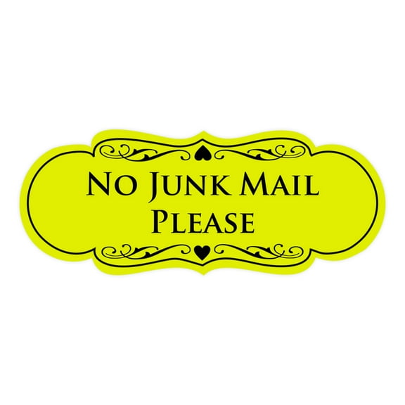 Signs ByLITA Designer No Junk Mail Please Sign (Yellow / Black) - Large