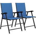 thumbnail image 1 of Outsunny Ensemble de 2 Chaises de Patio Pliantes, Chaises de Salle à Manger d'Extérieur, Bleu, 1 of 10