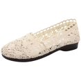 thumbnail image 2 of AUDeals Women's Knit Sneakers, Crochet Lace Up Shoes with Breathable Comfort for Walking and Training (White, 5.5), 2 of 7