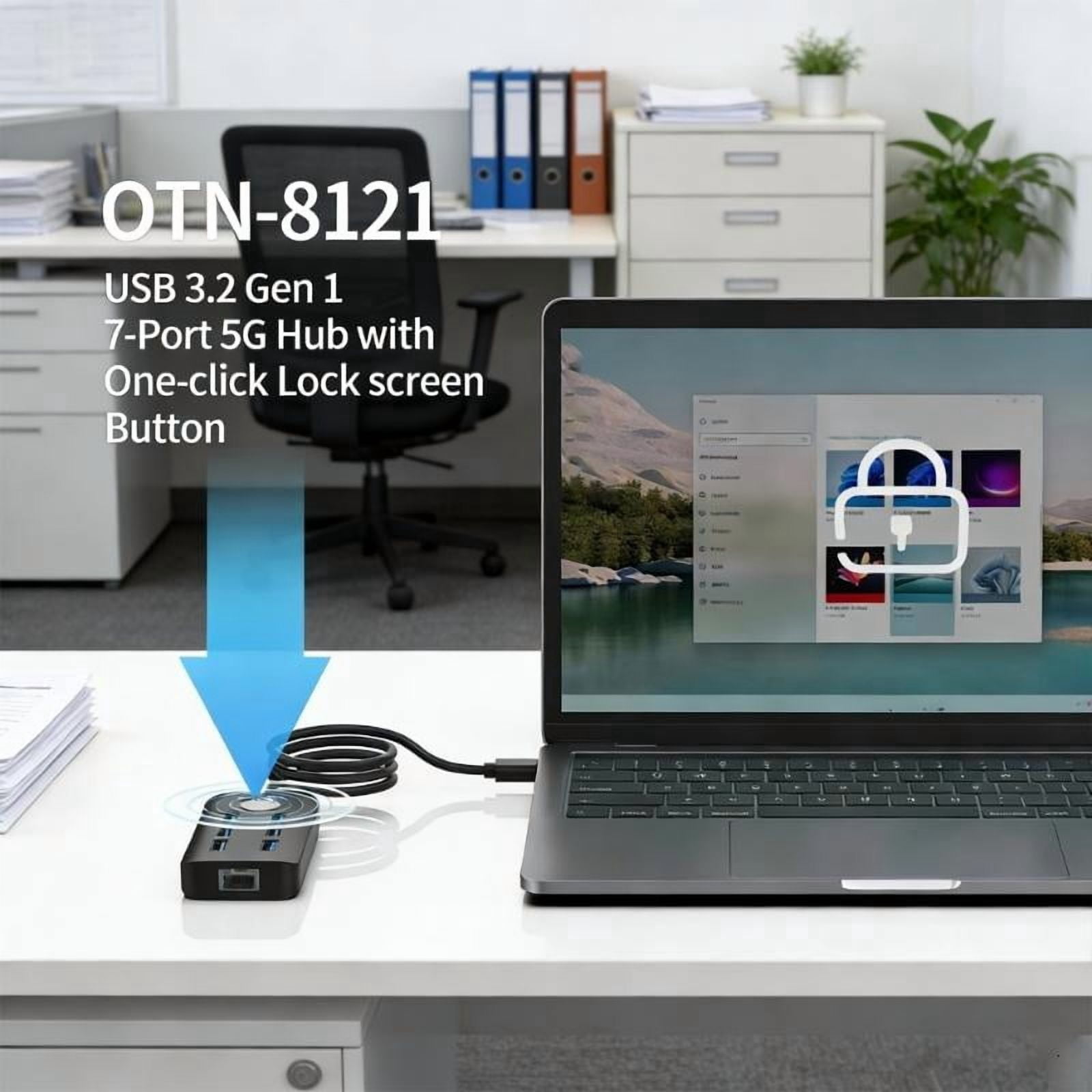 CEORPER Efficient USB3.0 Splitter USB Docking Station With Single Button Lock Screen