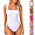 thumbnail image 4 of ZQUUVOU Bodysuit for Women Scoop Neck Sleeveless Tank Top Bodysuits Thong Seamless Sleeveless Basic Leotards Body Shaper Pink B, 4 of 4