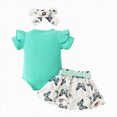 thumbnail image 4 of kpoplk Daddy's Girl Baby Clothes Newborn Short Sleeve Romper Ribbed Shorts Headband Sets 3Pcs Infant Summer Outfits Size 6-9 Months,Mint Green, 4 of 8