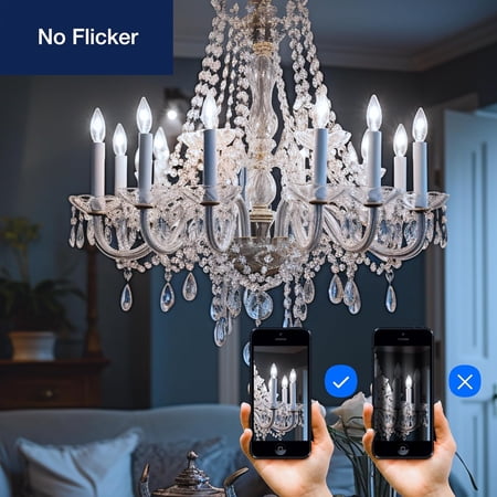 LUZIXIBO 100W EQUIVALENT CANDELABRA LED BULBS 5000K DAYLIGHT, DIMMABLE LED CHANDELIER LIGHT BULBS, 800LM, E12 BASE, 12 PACK