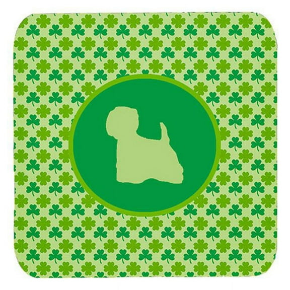 Westie Lucky Shamrock Foam Coasters, Set Of 4