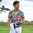 thumbnail image 3 of Rateoe Trendy Colorful Pineapples 1 Pattern Men's Short Sleeve Polo Shirts, Golf Polo Shirts Short Sleeve Performance Moisture Wicking Dry-Small, 3 of 6