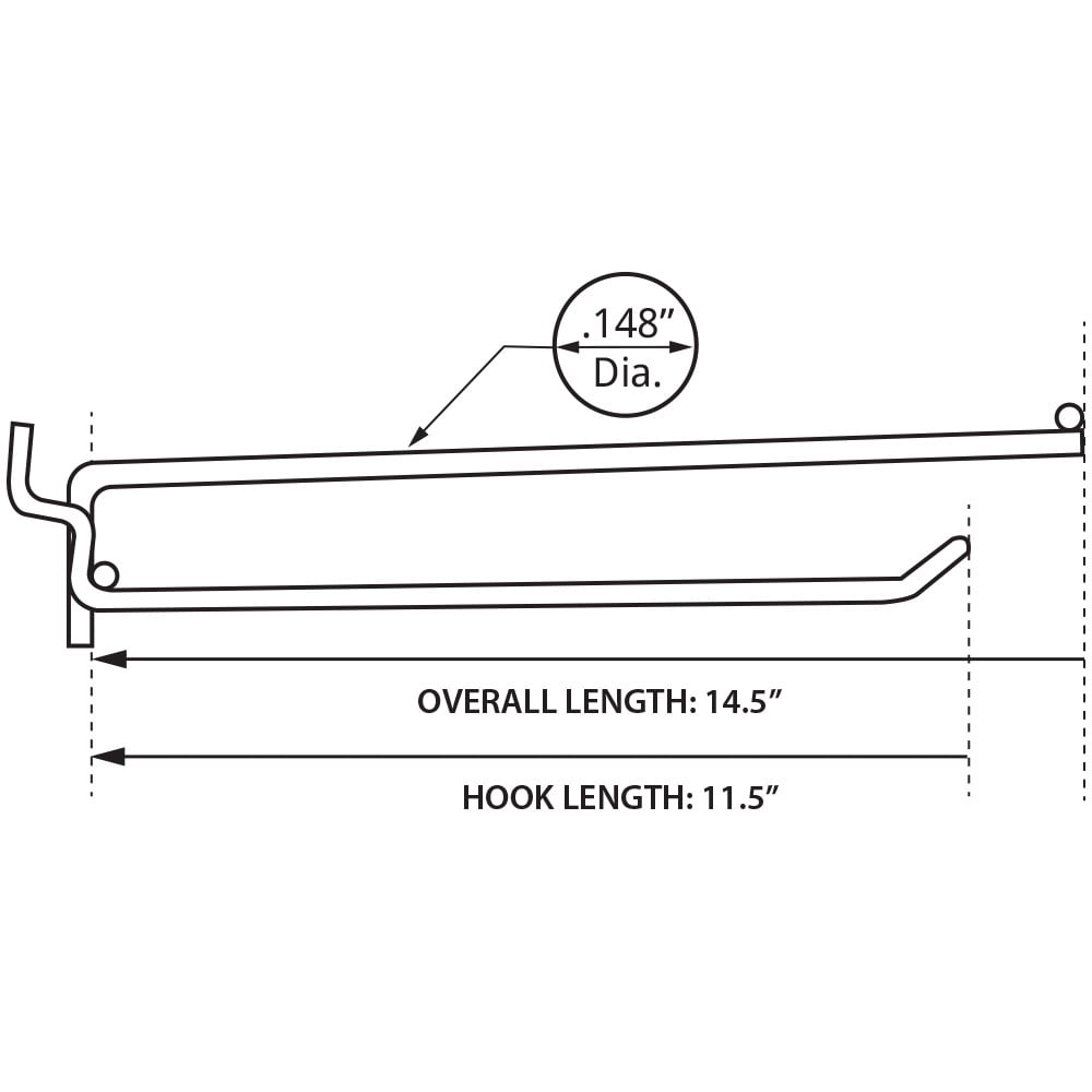 12" Metal Wire Flip Scan Loop Hook .148 Diameter, 50-Pack