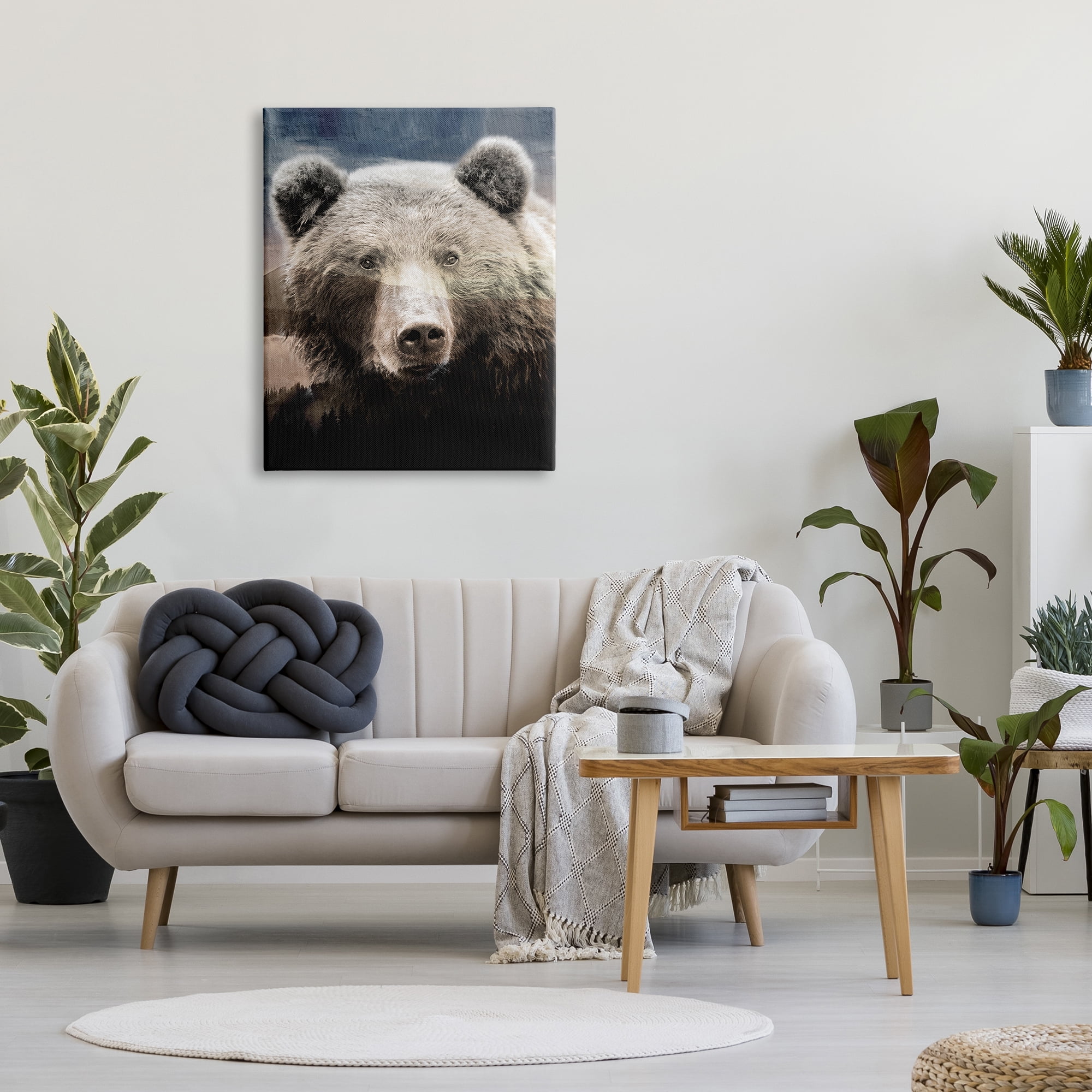 Stupell Industries Grizzly Bear Face Portrait Animals & Insects Painting Gallery Wrapped Canvas Art Print Wall Art, 30 x 40
