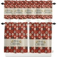 thumbnail image 2 of Merry Christmas Kitchen Window Curtain Set with Tiers and Valance, 3 Pieces Rod Pocket Valances Christmas Ball Snowflake Red Vintage Window Treatment Semi Sheer Kitchen Bedroom Decor (52"W x 18"L), 2 of 6