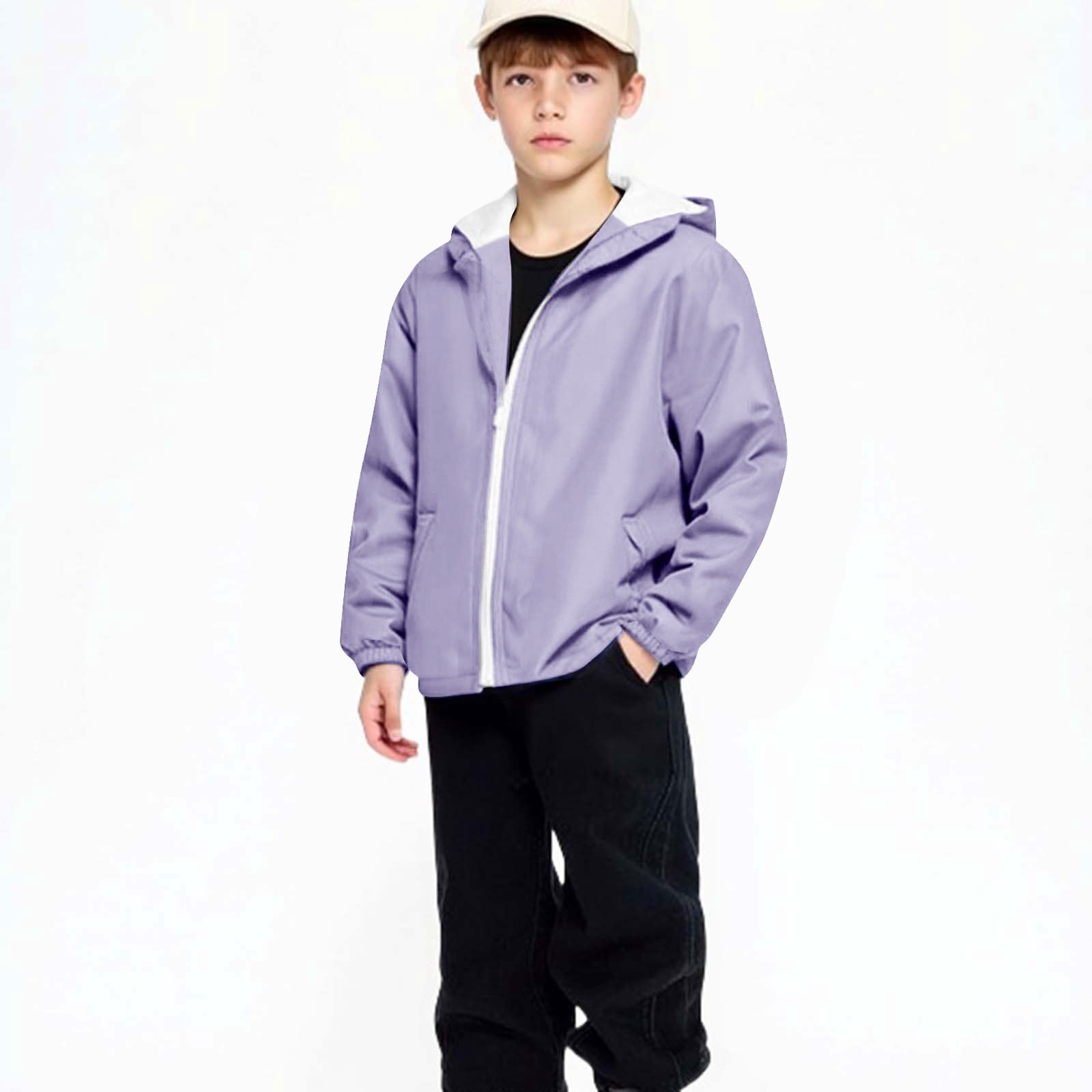 ZyeKqe Boys Girls Rain Jackets Long Sleeve Full Zipper Hooded