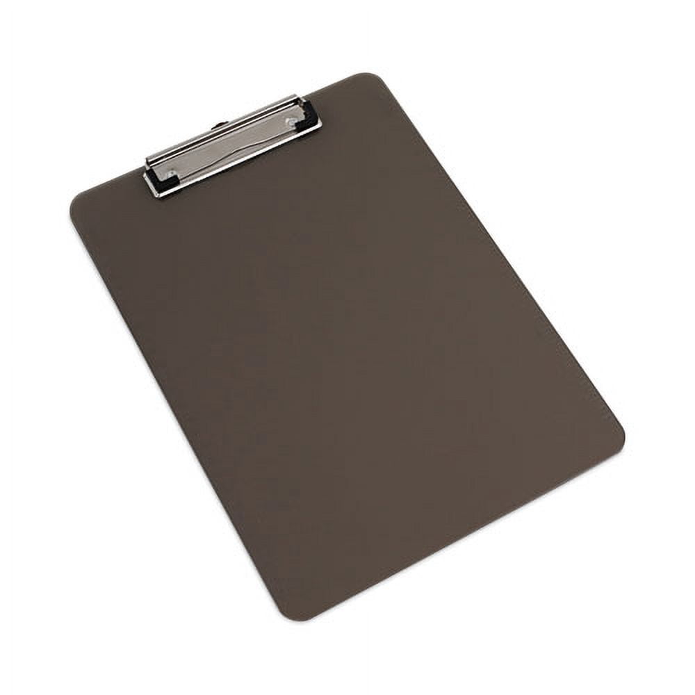 Plastic Clipboard with Low Profile Clip, 0.5" Clip Capacity, Holds 8.5 x 11 Sheets, Translucent Black | Bundle of 10 Each