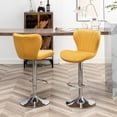 thumbnail image 6 of Yellow , Of 2 - Swivel & Adjustable, Thick Padded Seat, Vertical Line Pattern, Elegant Look, Comfort Footrest 2pcs Upholstered, Swivel, Velvet Fabric, Foam, Footrest, Finish, Contemporary Style, 6 of 6