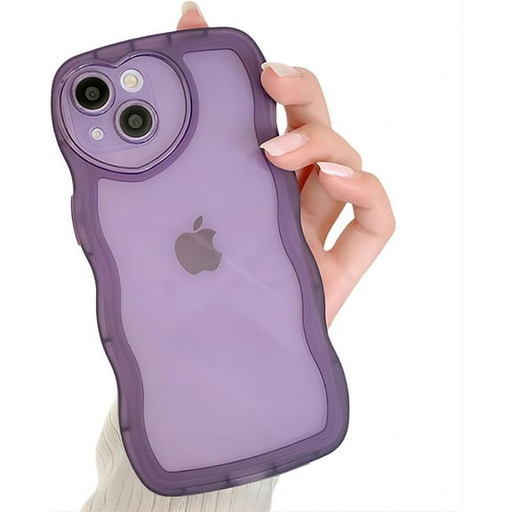 for iPhone Case,Wave Frame Slim Translucent Matte Love Heart Shape Camera Lens Protection Soft Shockproof Phone Case (Purple,iPhone 15 Pro Max)