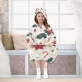 thumbnail image 7 of FORMRS Wearable Blanket Hoodie with Sleeves for Kids Cozy Flannel Sweatshirt, Beige Christmas Candy Canes, 7 of 7
