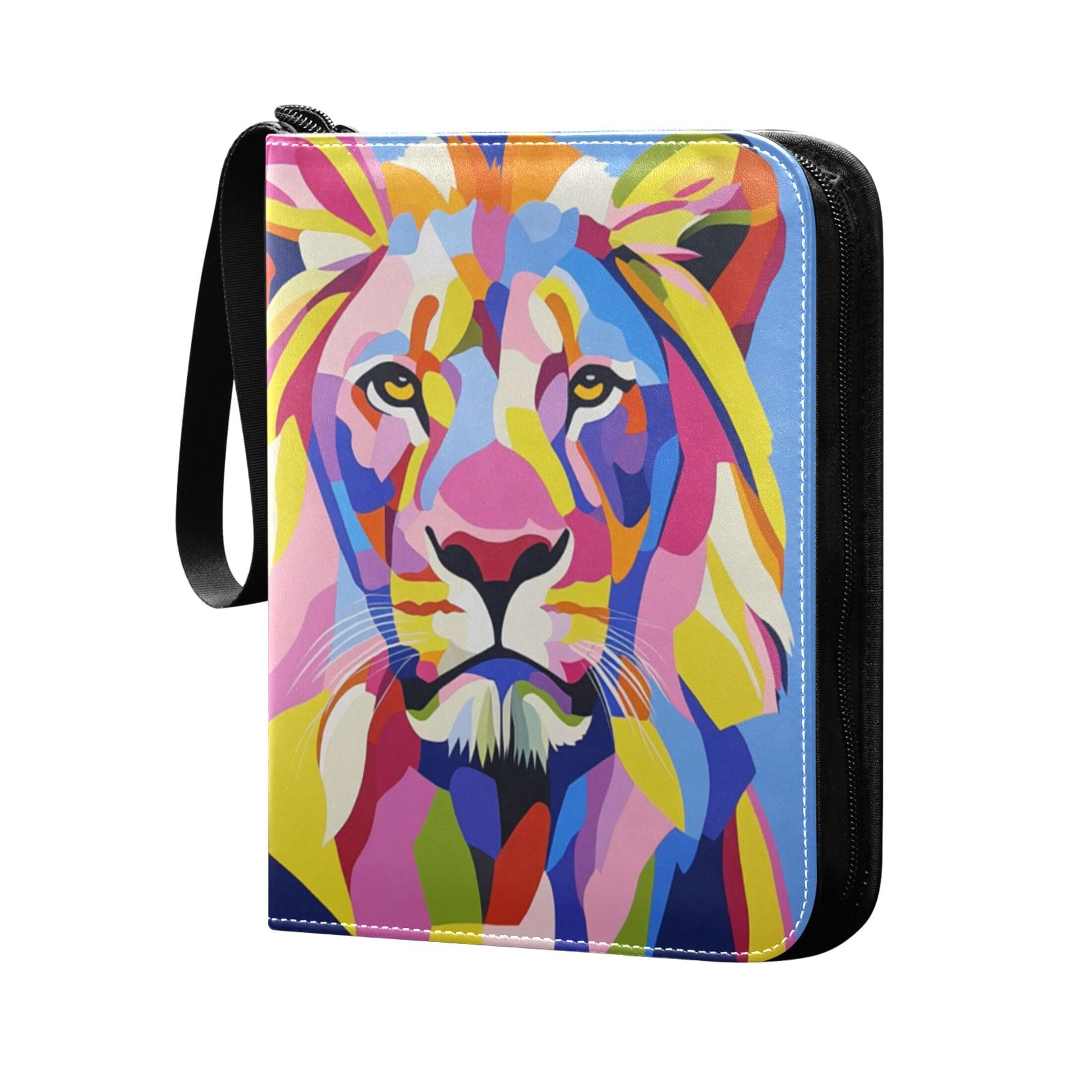 Game Card Storage Bag Collectible Trading Card Albums The 4-Pocket Card Binder With 50-Page Sleeve Can Hold 400 Game Cards Beautiful Cute Lion