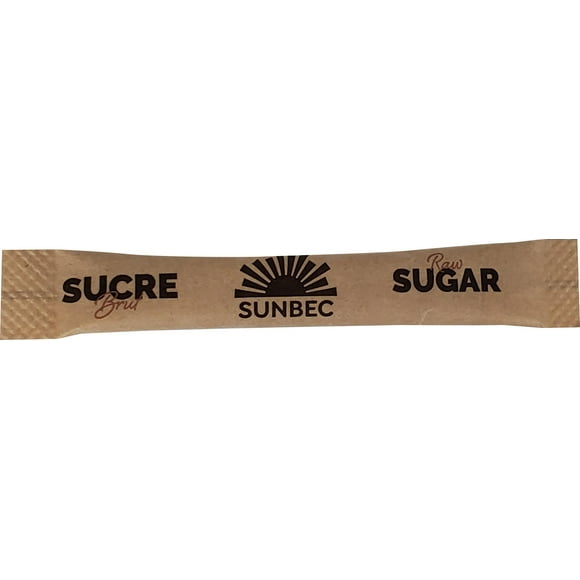 SunBec Raw Brown Sugar Sticks - 1000ct - Individually Wrapped Sweetener for Beverages and Bakinng (1000pcs)