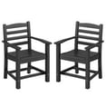 thumbnail image 1 of Costway Patio Dining Chairs Set of 2 with Wide Armrests Curved Seat Wood Grain for Backyard Black, 1 of 6