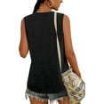 thumbnail image 4 of Tank Top for Women Loose Fit Sleeveless V Neck Camisole Dressy Casual Eyelet Summer Flowy Vest Blouse Black XL, 4 of 5