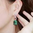 thumbnail image 6 of Elegant Fuchsia CZ Square Geometric Dangle Earring Costume 925 Silver Jewelry, 6 of 9