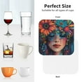 thumbnail image 6 of Sigee Bohemian Colorful Flower Woman for Water-Resistant, Heat-Resistant, Non-Slip Leather Coasters Set, Ideal for Coffee Table, Office, Bar, Home Decor-Square, 6 of 6
