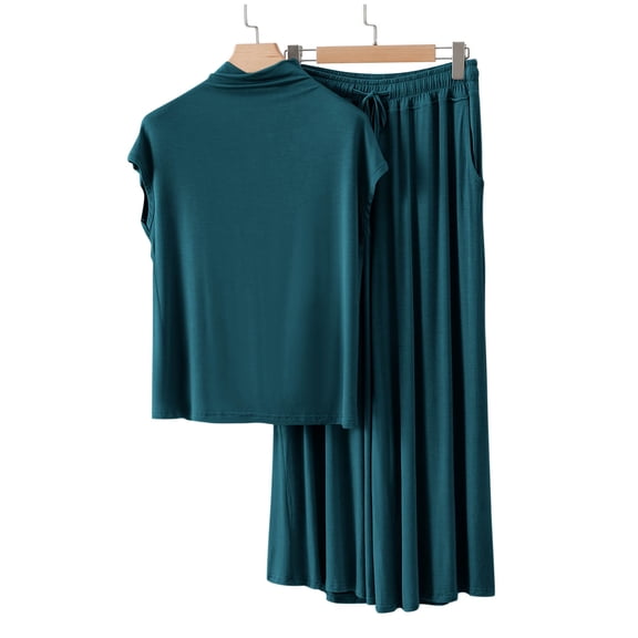 Royisotas Womens Casual Pajamas Cotton Sleepwear Loose Short Sleeve Soft Lounge sets for Women Fashion
