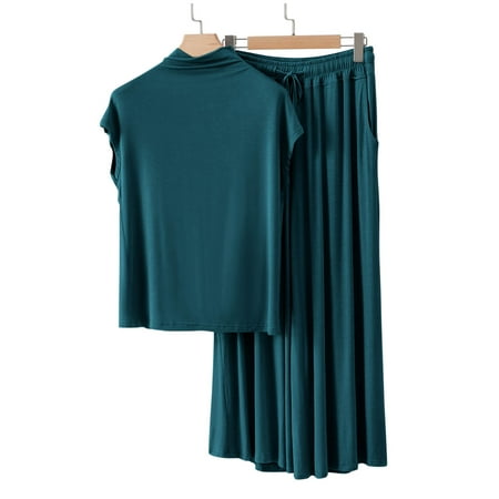 Royisotas Womens Two Piece Pajamas Loose Sleepwear Cotton Short Sleeve Soft Casual Lounge sets for Women