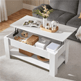 thumbnail image 2 of Topeakmart 47.5in Wooden Lift Top Coffee Table with Hidden Compartment for Living Room, White, 2 of 13