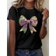 thumbnail image 1 of Mask Mardi Gras Bow Print T-Shirt, Short Sleeve Crew Neck Casual Top for Summer & Spring, Women'S Clothing Tee Tee For Adult, Men, Women, Teen, Teenager, Adolescent, Youth, 1 of 7