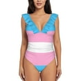 thumbnail image 5 of Trans One Piece Swimsuit Women Ruffle Monokini Shoulder Swimsuit Bathing Suit Swim Wear Pride Flag Trans Pride Flag Trans Pride, 5 of 5
