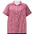 thumbnail image 1 of A Personal Touch Women's Plus Size Short Sleeve Button-Up Cotton Blouse with Shirring - Red Flirty - 2X, 1 of 3